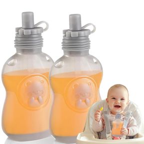 REUSABLE POUCHES FOR TODDLERS 7OZ WITH STRAWS LEAKPROOF SILICONE REUSABLE BABY FOOD POUCHES REFILLABLE FOR SOFT FOODS AND LIQUIDS