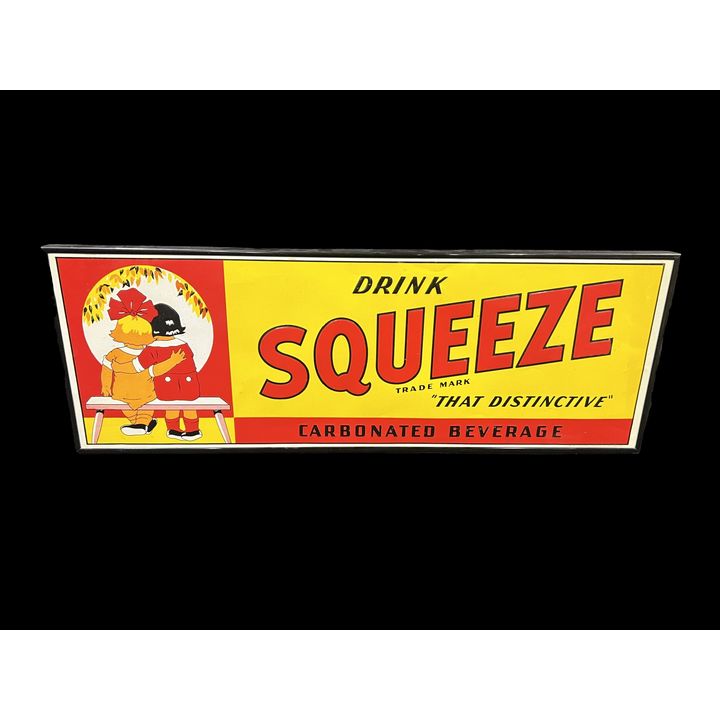 Drink Squeeze That Distinctive Carbonated Beverage Tin Metal Soda Sign
