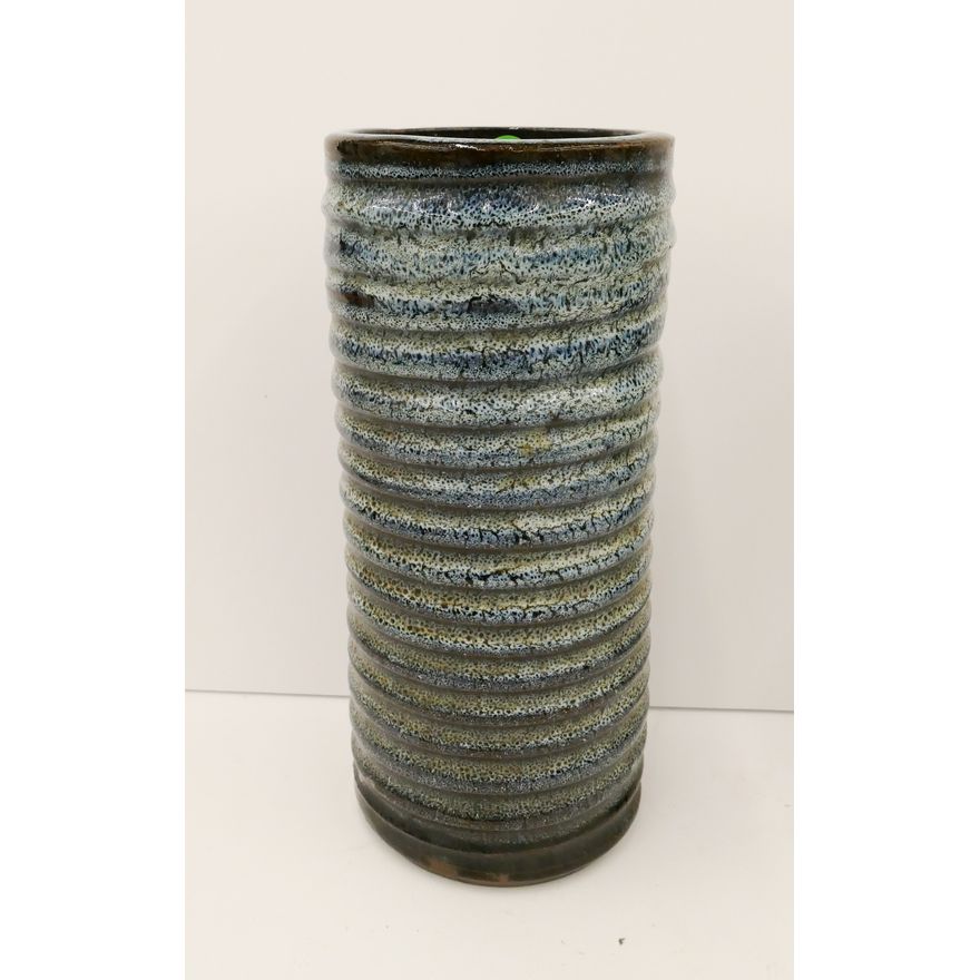 Antique Japanese Karatsu or Shodai Ware Pottery Cylinder Vase- 10''