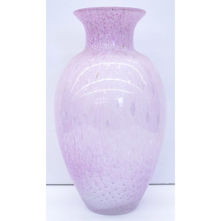 Murano Glass Pink with Silver Aventurine Vase 12.5''