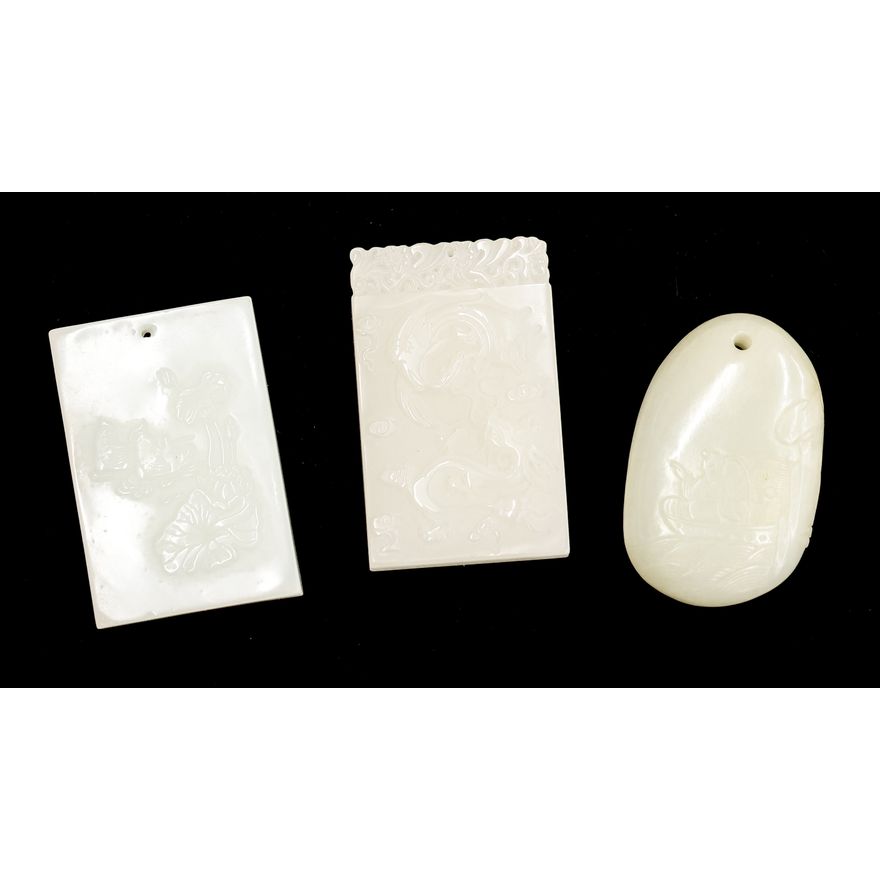 3pc Chinese White Jade Pendants