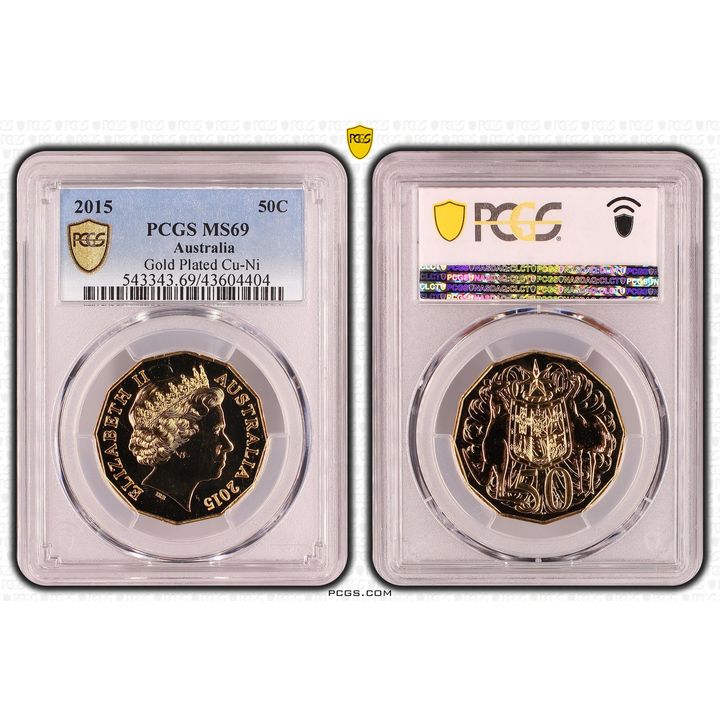 2015 Australian Fifty Cent, 50c Gold Plated Cu-Ni PCGS - MS69 -404