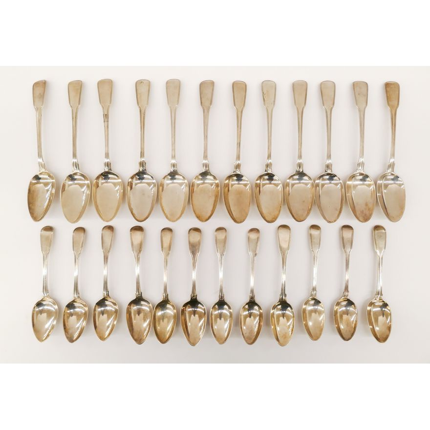 24pc Georgian Silver Fiddleback Spoons
