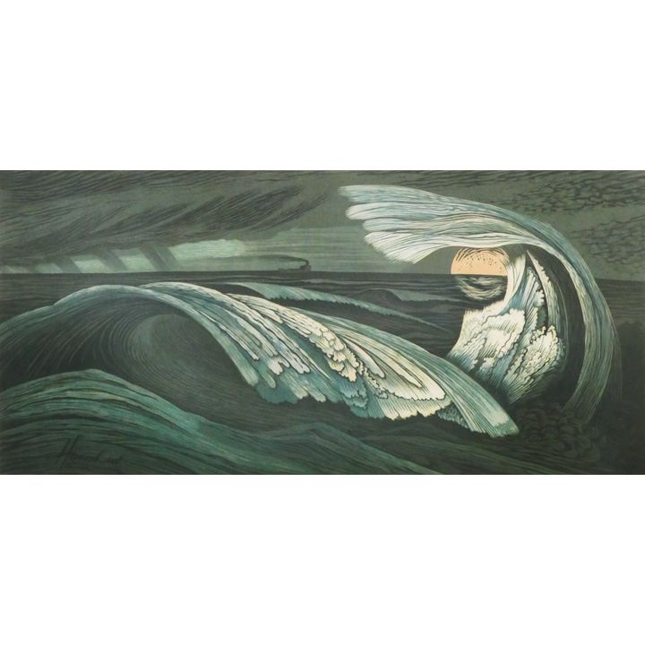 Arthur Homeshaw (1933-2011 England) 'Night Wave' Linocut. Edition 21/38.