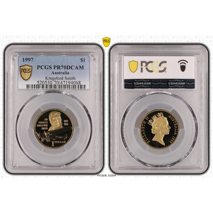 Elizabeth II, Kingsford Smith, Pop 5/0, One Dollar, 1997, PCGS PR70DCAM