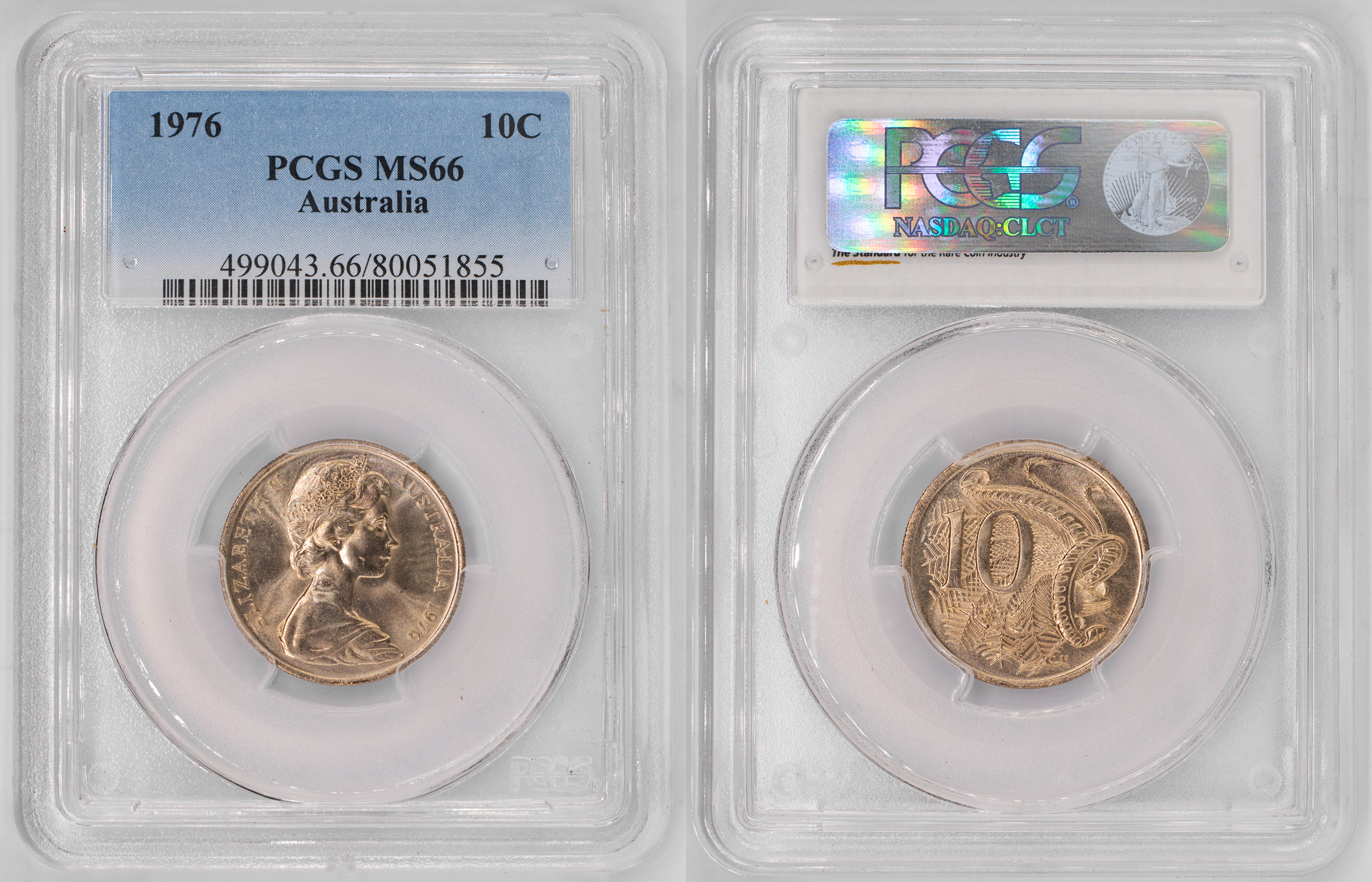 Elizabeth II, Ten Cent, 1976, PCGS MS66