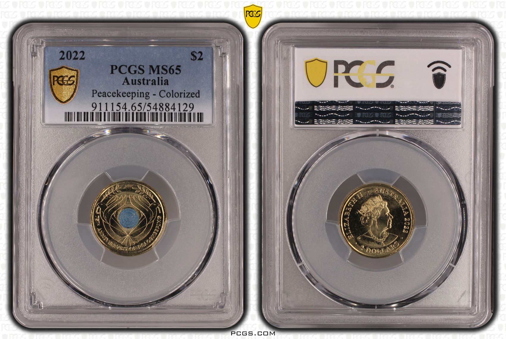 Peacekeeping - Colourised, Two Dollar, 2022, PCGS MS65