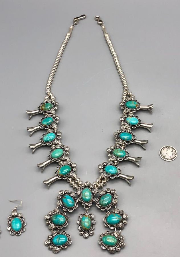 Turquoise Squash Blossom Necklace Set Western Trading Post LLC