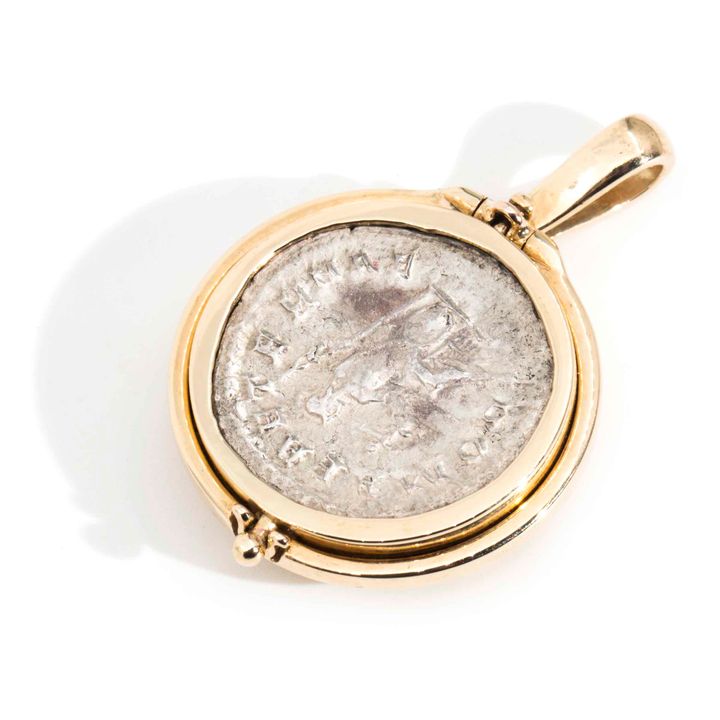 Philip the Arab & Roma Ancient Coin 9 Carat Gold Flip Pendant