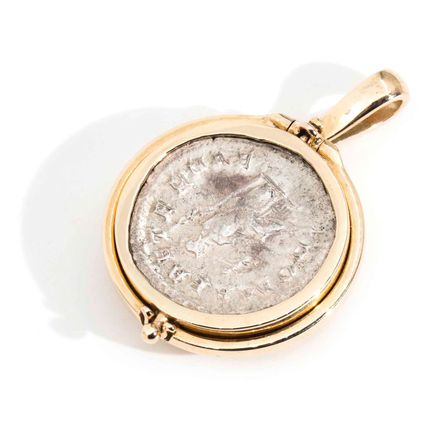 Philip the Arab & Roma Ancient Coin 9 Carat Gold Flip Pendant