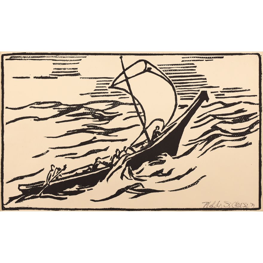 Waldo S. Chase ''Clallam Canoe'' 1979 Woodcut