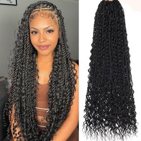 9 PACKS 24 INCH SENEGALESE TWIST CROCHET HAIR WITH CURLS PRE-LOOPED BOHO ISLAND TWIST CROCHET BRAIDS WITH CURLY ENDS PRE-TWISTED G