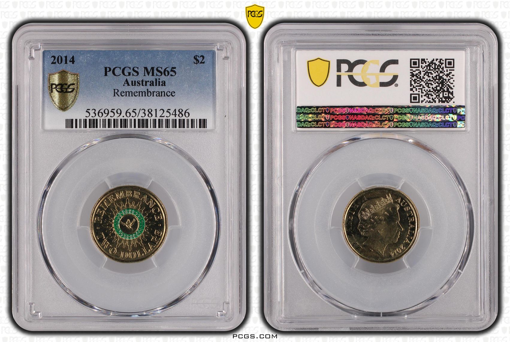 Elizabeth II, Remembrance, Two Dollar, 2014, PCGS MS65