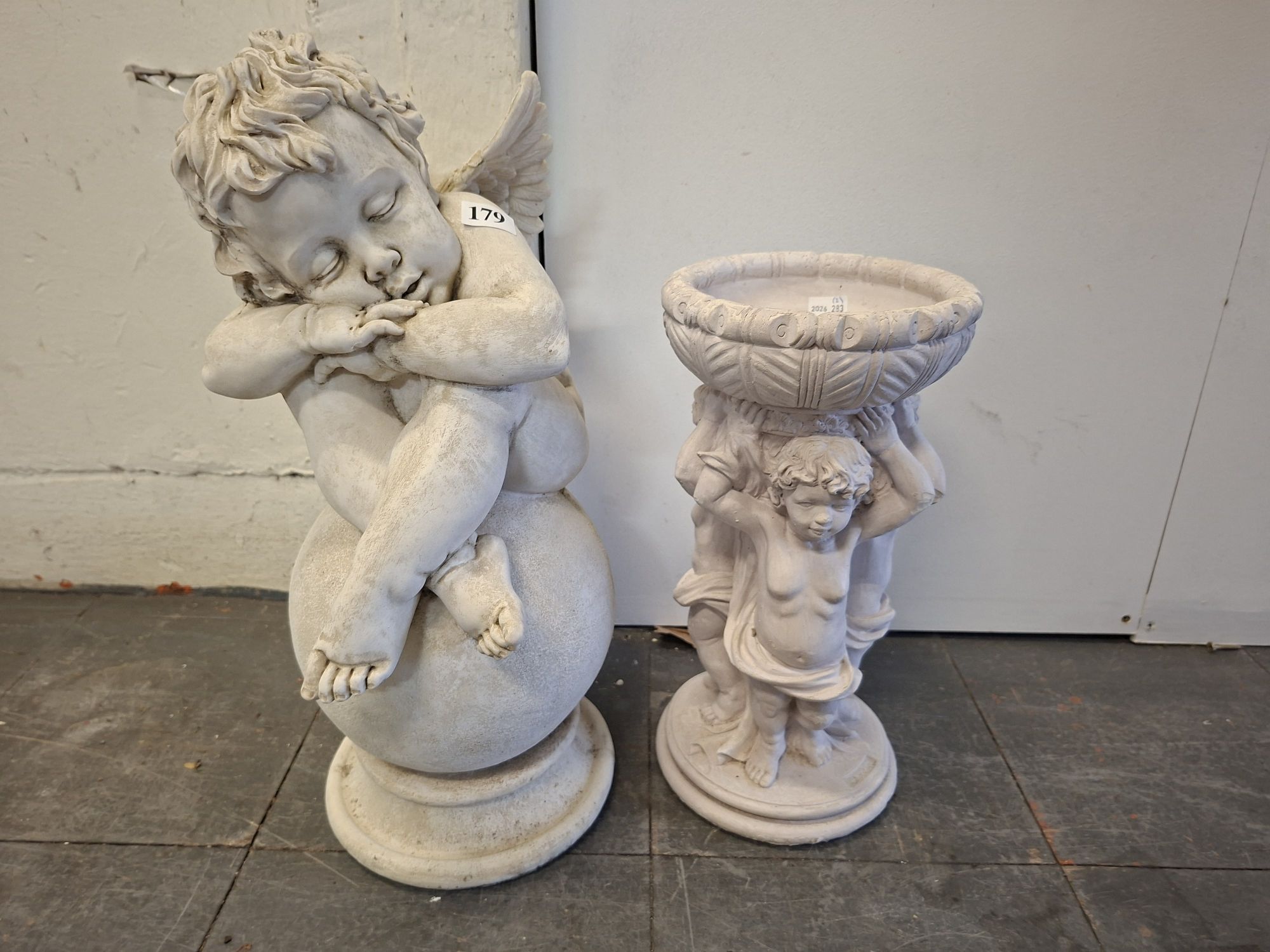 Concrete Garden Pedestal With Cupids
