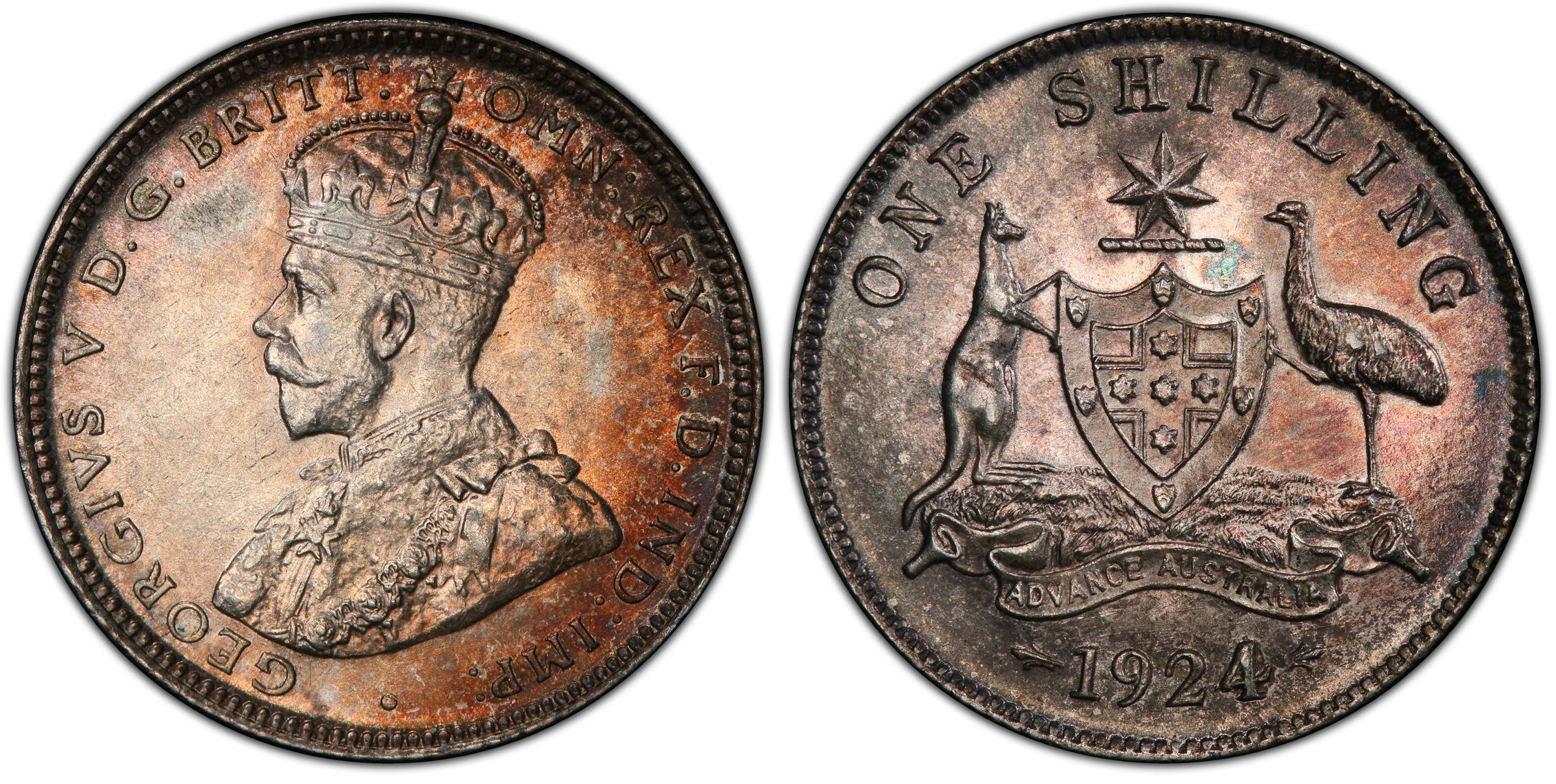 George V, Shilling, 1924(m & sy), PCGS AU58