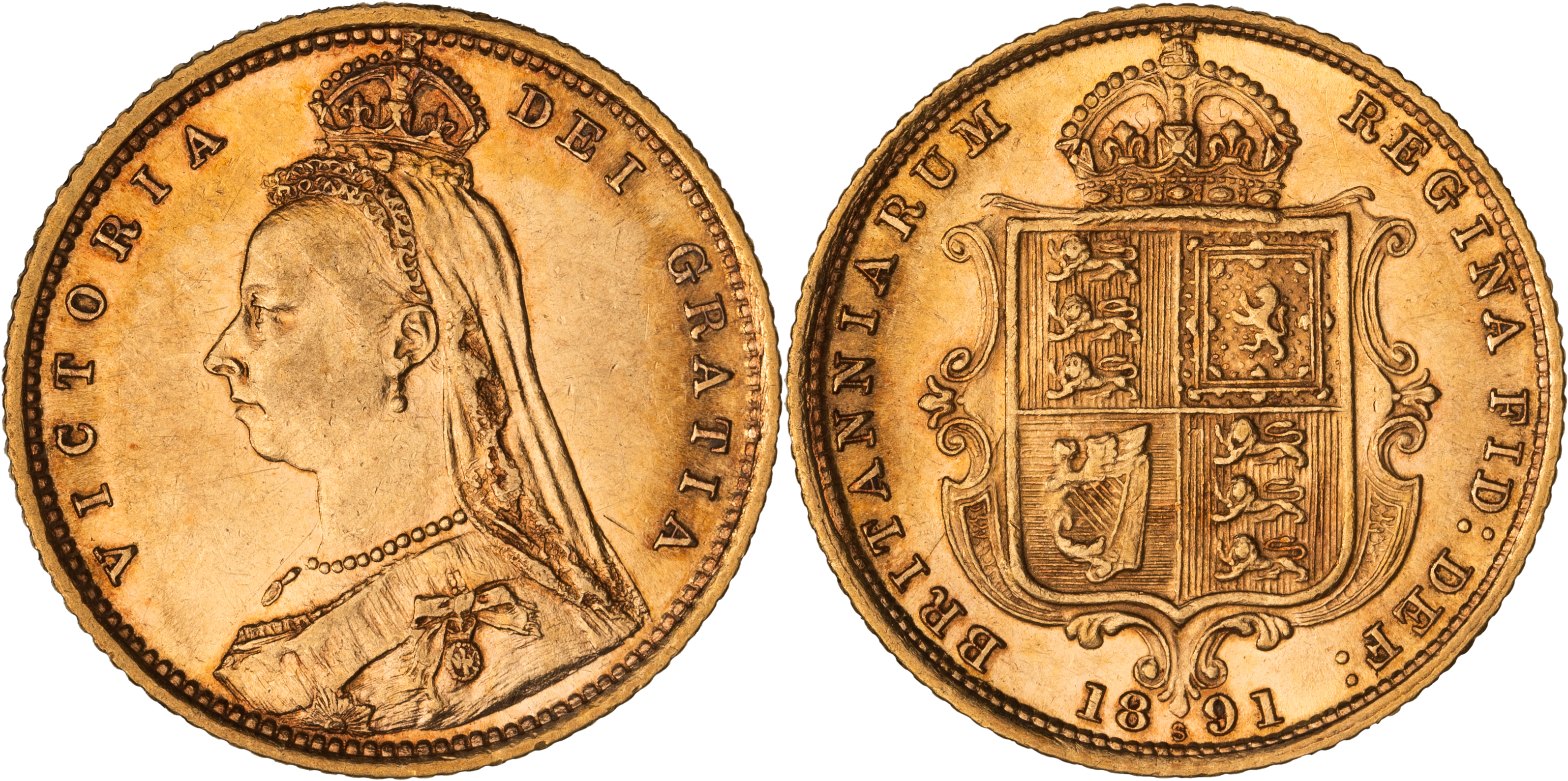 Victoria, Half Sovereign, 1891-S, PCGS AU55