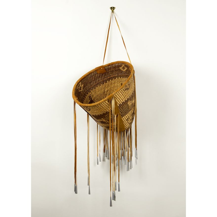 Unknown (20th Century): Apache Pictorial Burden Basket, c. 1950