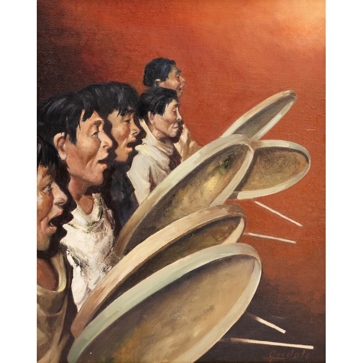Harvey Goodale ''Eskimo Drummers'' Oil