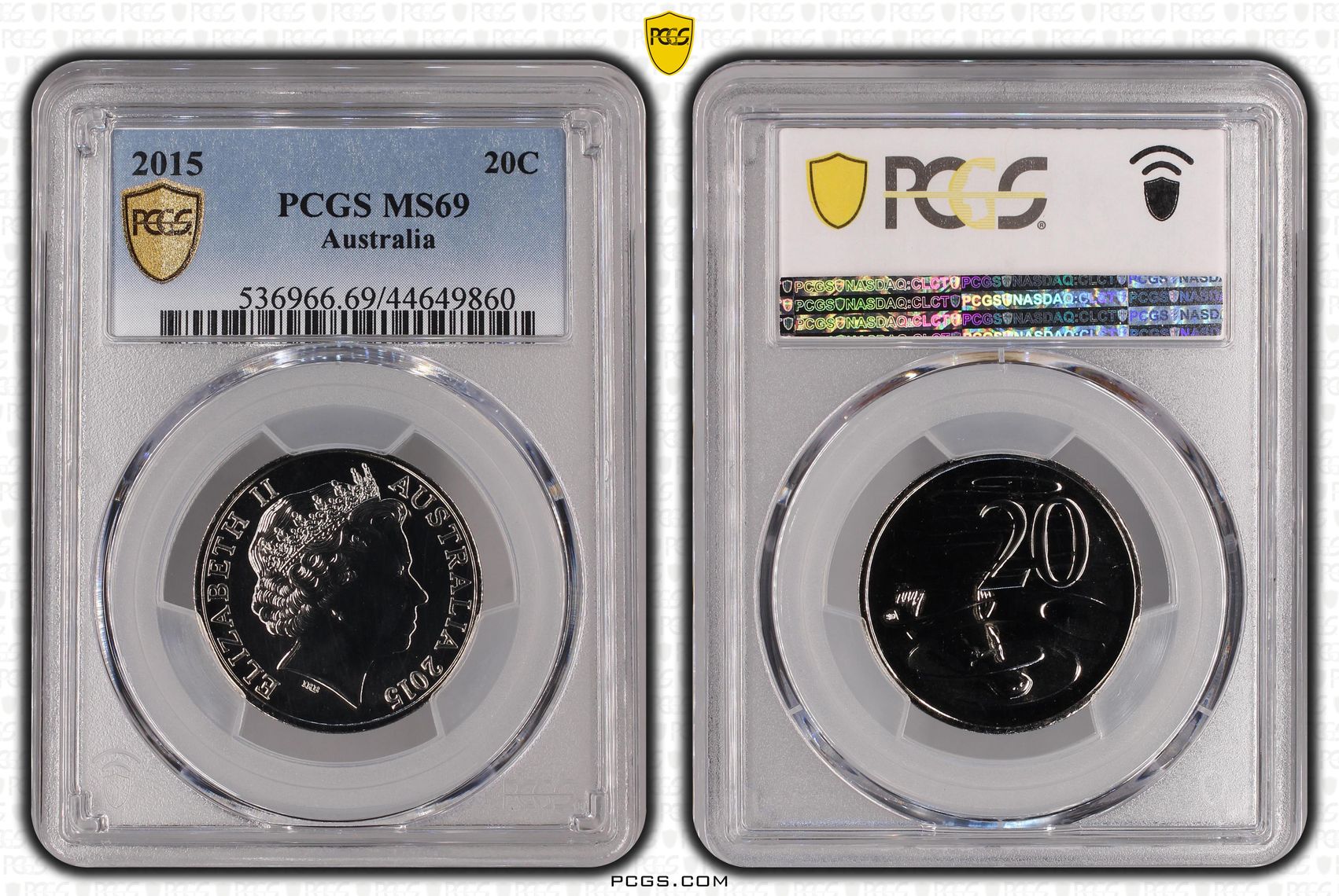 60 · 2015 Australia Twenty Cent, 20c PCGS - MS69 POP 7/0 -860