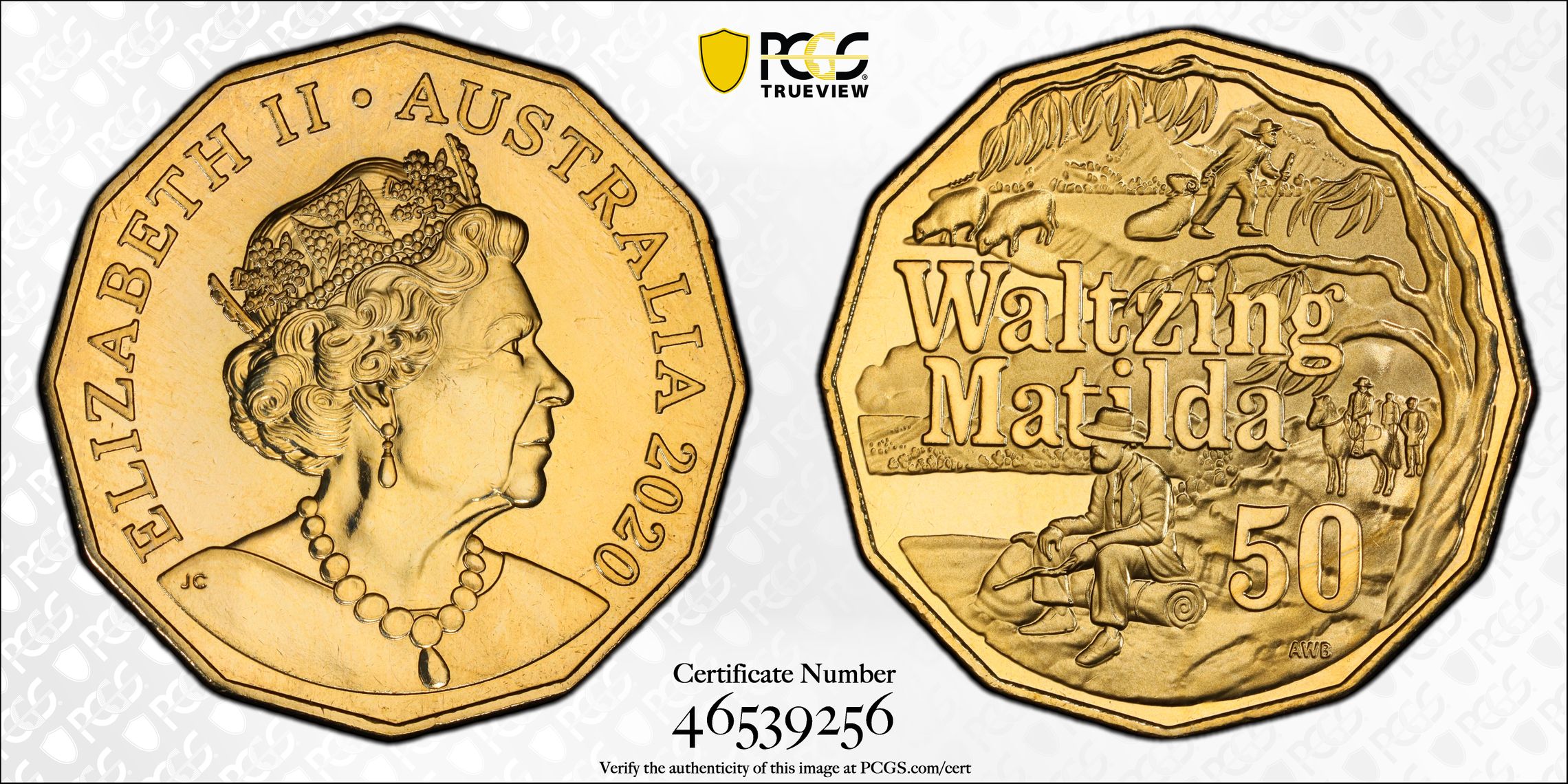 162 · Waltzing Matilda, Fifty Cent, 2020, PCGS MS68