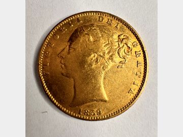1859 VICTORIA SHIELD GOLD SOVEREIGN