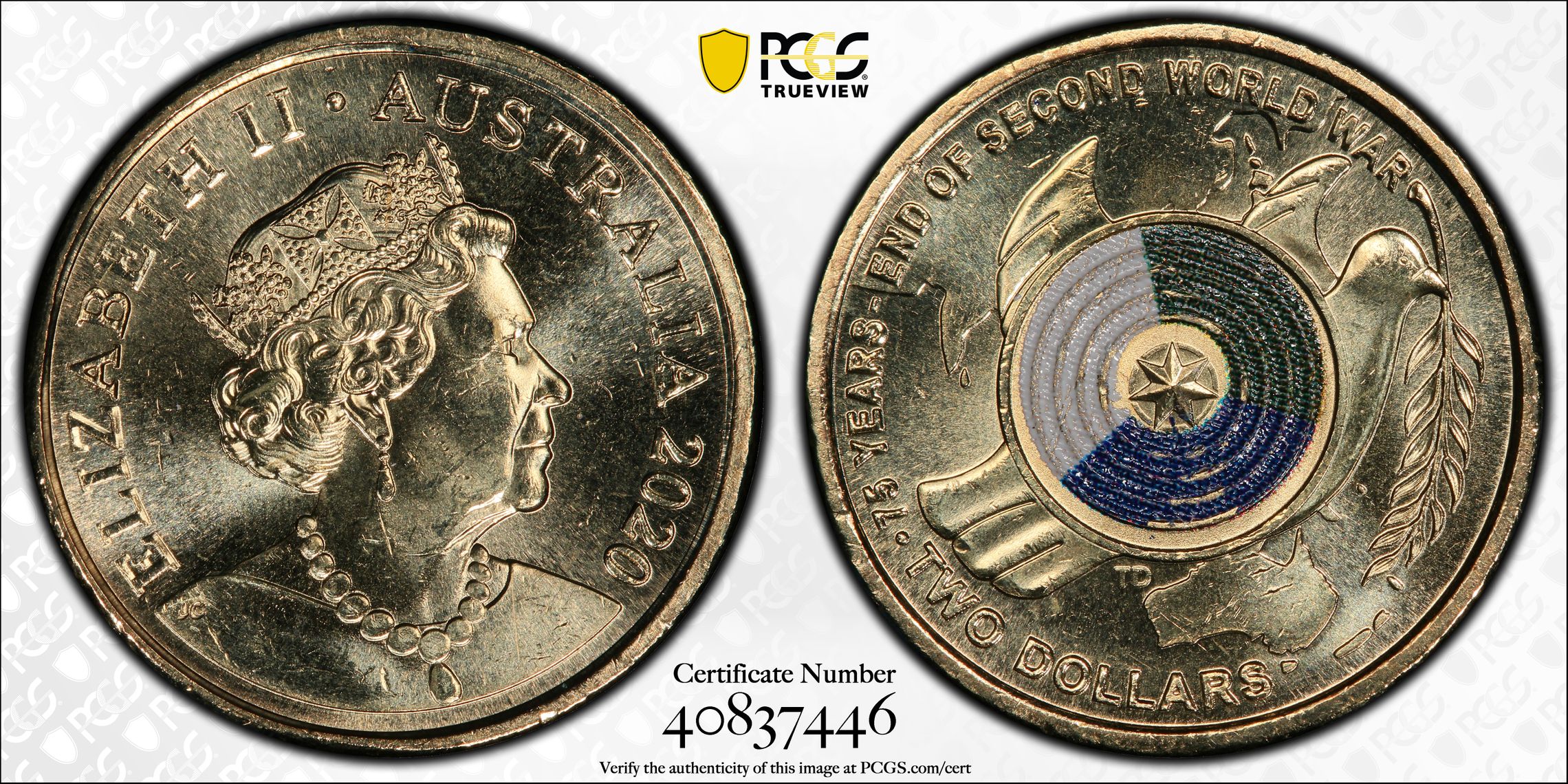 75th Ann End of WWII, Two Dollar, 2020, PCGS MS65