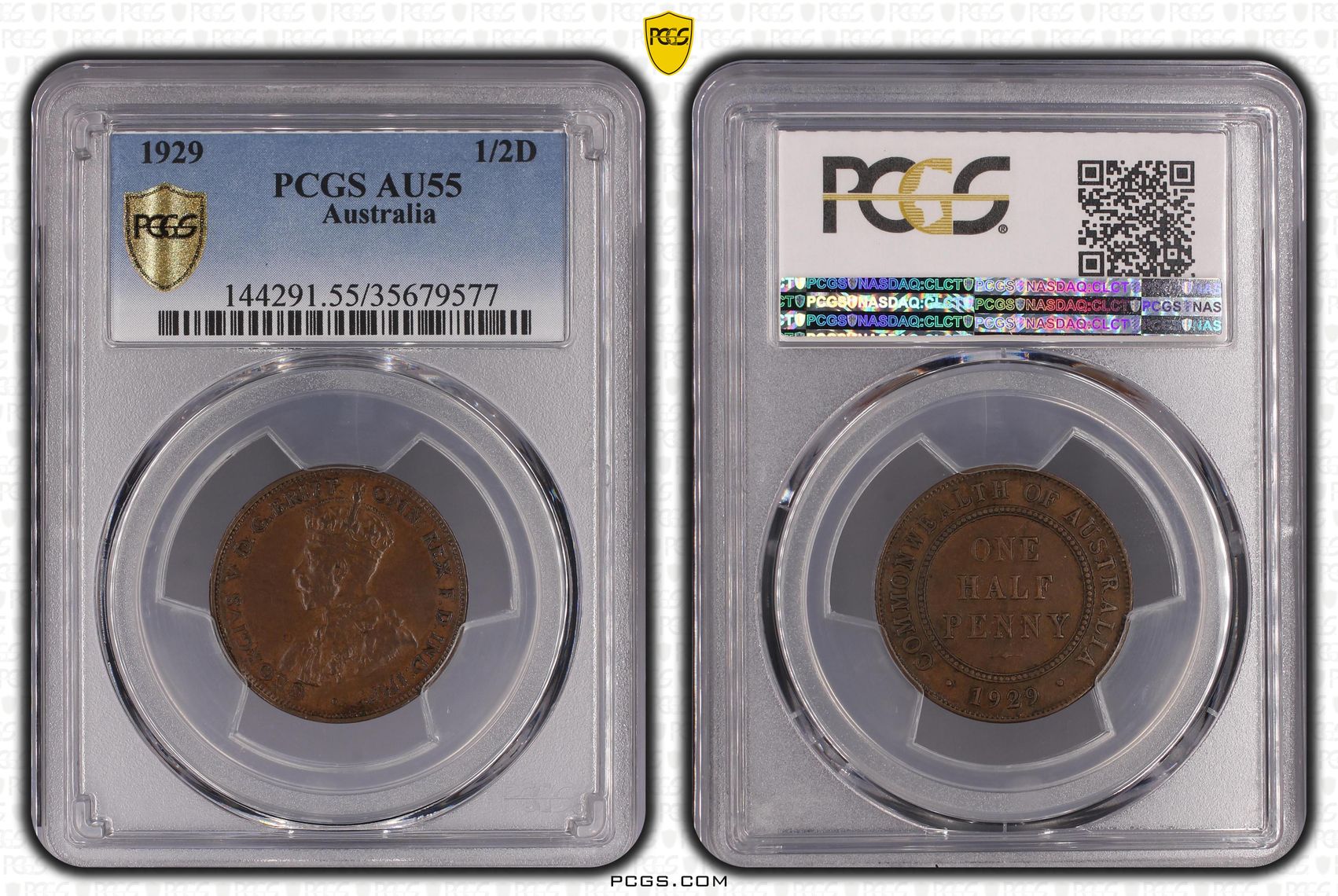 1929 Australia Half Penny PCGS - AU55BN -577