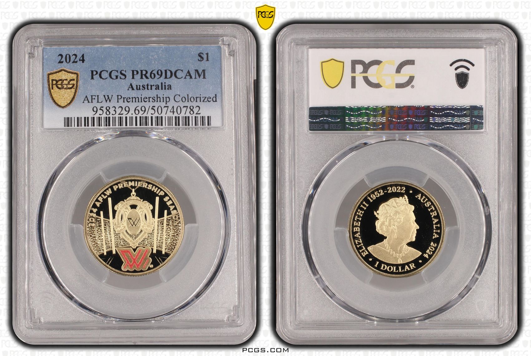 AFLW Premiership Colorized , One Dollar, 2024, PCGS PR69DCAM