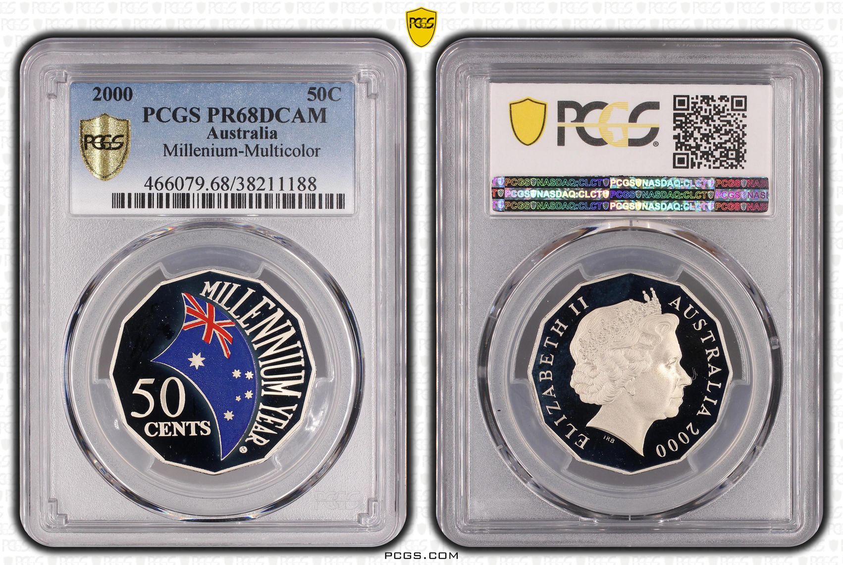 2000 Australia Fifty Cent, 50c Mill-Multicolor PCGS - PR68DCAM -188