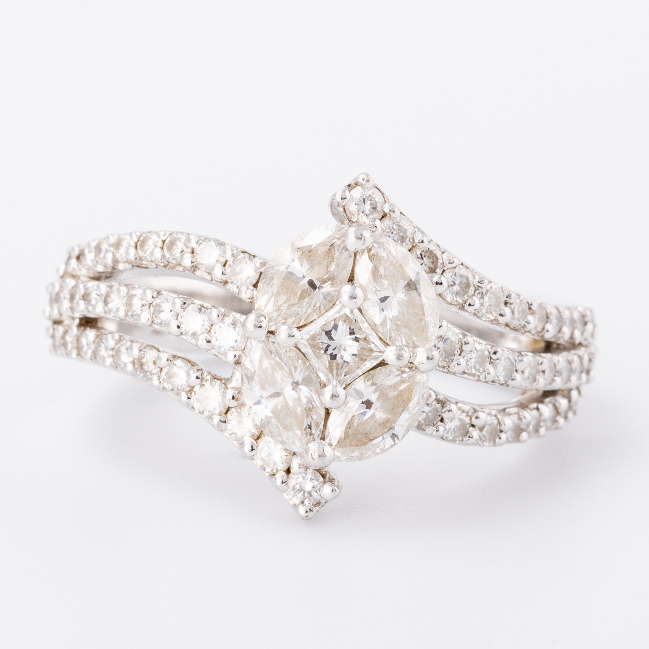 1.00 Carat Diamond Platinum Cluster Ring