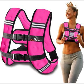 8 LB AMSTAFF FITNESS WEIGHTED VEST - WEIGHT VEST FOR RUNNING, STRENGTH TRAINING & MUSCLE BUILDING, FEATURES REFLECTIVE STRIPE FOR