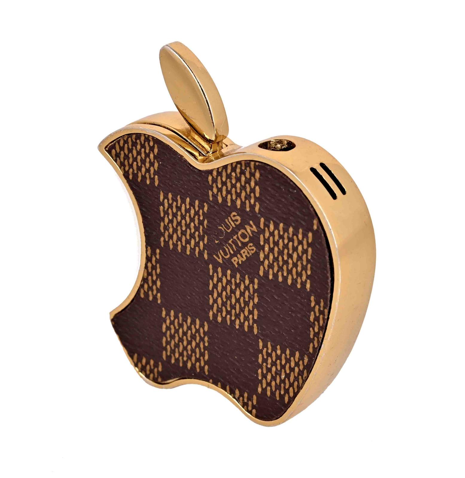 Louis Vuitton for Apple lighter, in the shape of the Microsoft Apple Logo  with gold finishers, 5 x 5.5 x 1cm