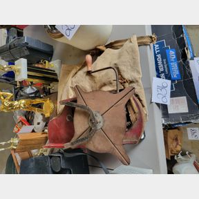 Vintage lawn seeder, 3 new grow bags and other