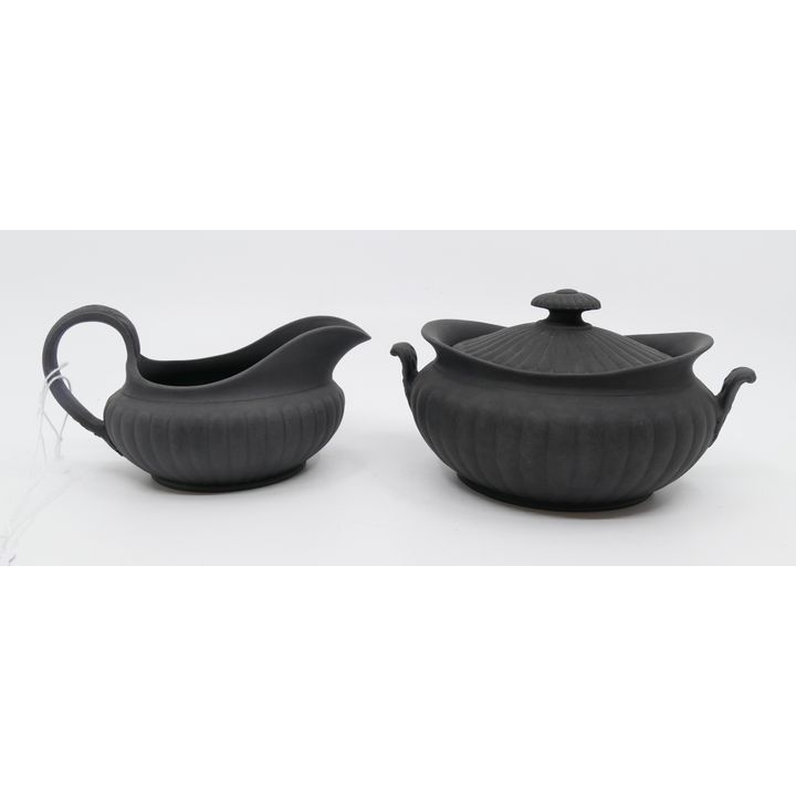 Wedgwood Basalt Ware Sugar Bowl and Creamer