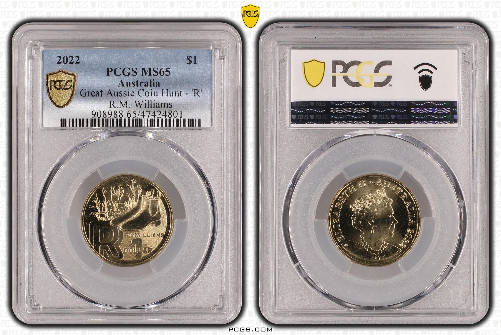 Great Aussie Coin Hunt - 'R', One Dollar, 2022, PCGS MS 65