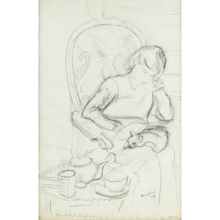 Henryk Hayden | Kobieta z kotem na kolanach, 1946 r.
