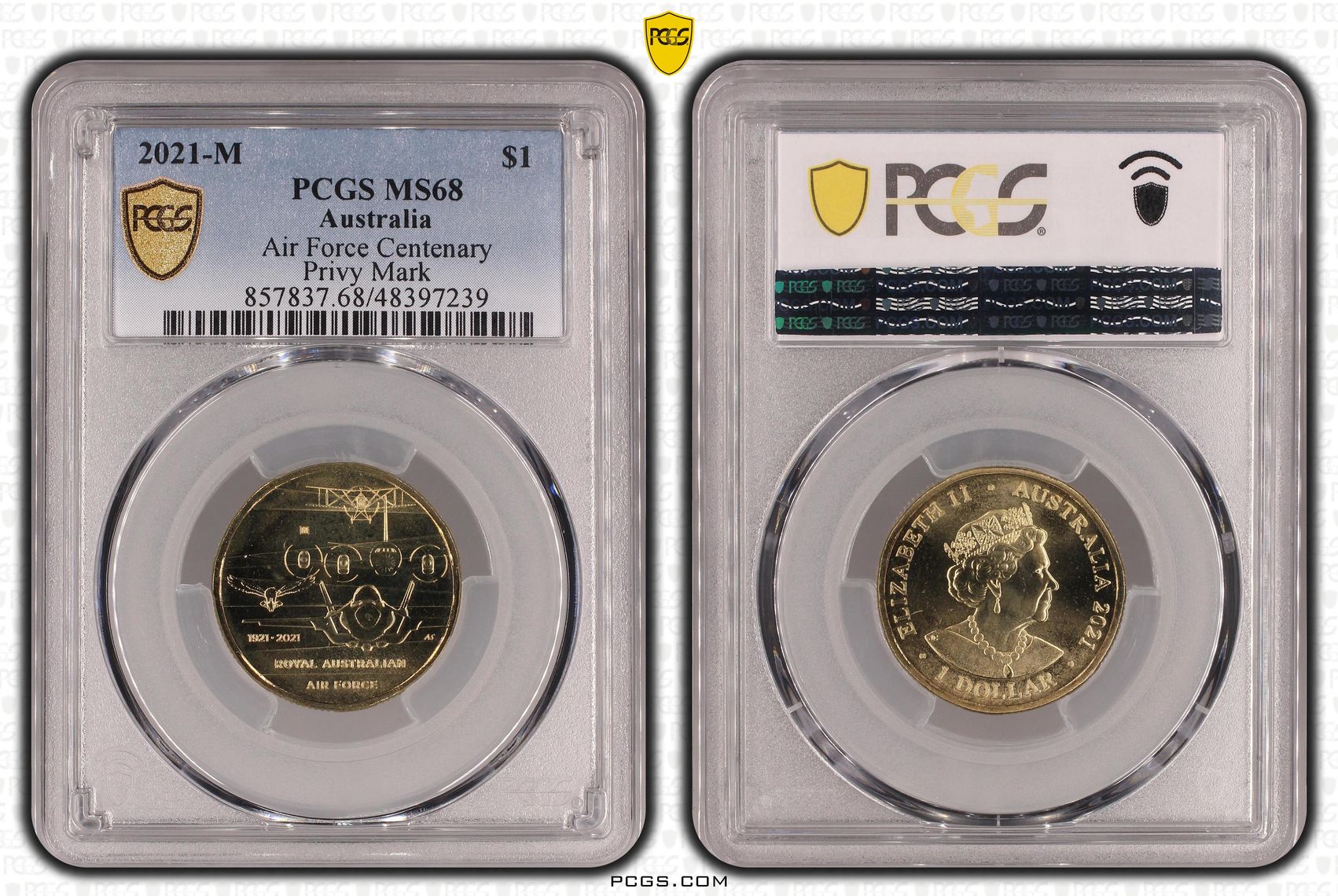 Elizabeth II, Air Force Centenary, One Dollar, 2021-M, PCGS MS68