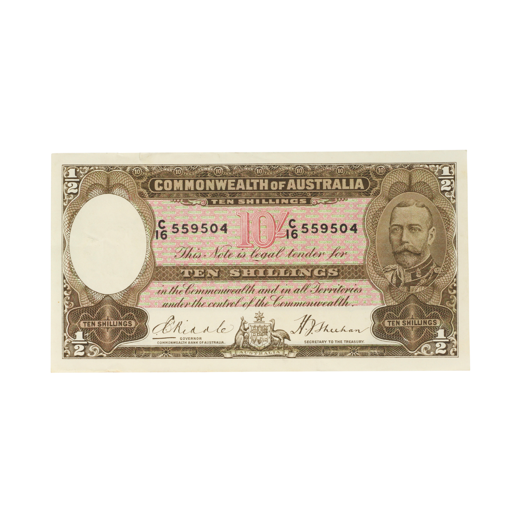 1949. · Riddle/Sheehan, Ten Shillings, 1933, gEF