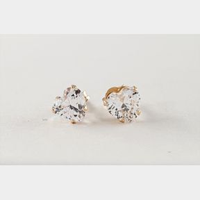 9CT YELLOW GOLD STUDS WITH HEART SHAPED CUBICS - 51929/3493