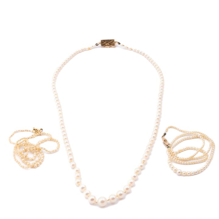 3 Pearl Necklaces 9ct,