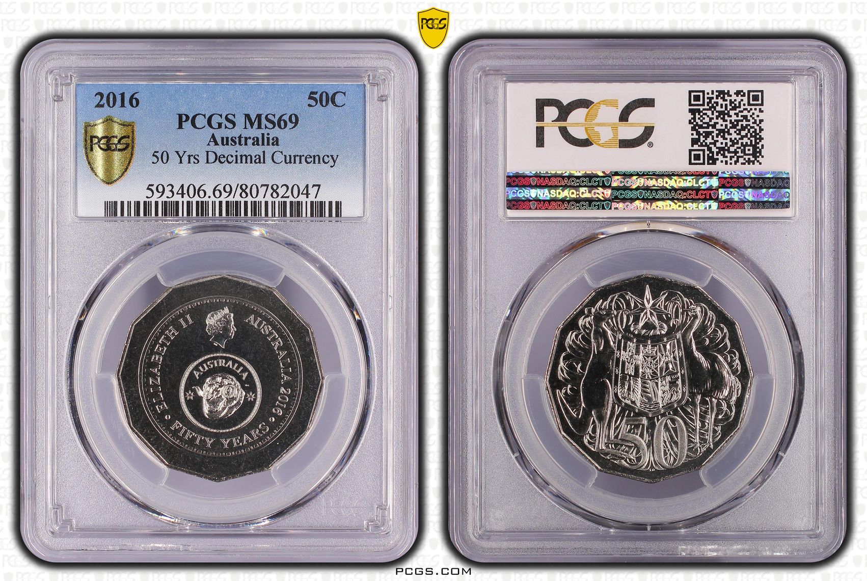 2016 Australia Fifty Cent, 50c 50th Ann. Decimal Currency PCGS - MS69 POP 15/0 -047