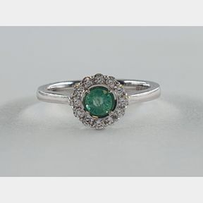 18CT WHITE GOLD RING WITH 0.240CT DIAMONDS & 0.200CT EMERALD - 51929/12789