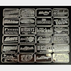 (12) 1 GRAM .999 FINE SILVER CANDY BAR CANDY TOWN MINT