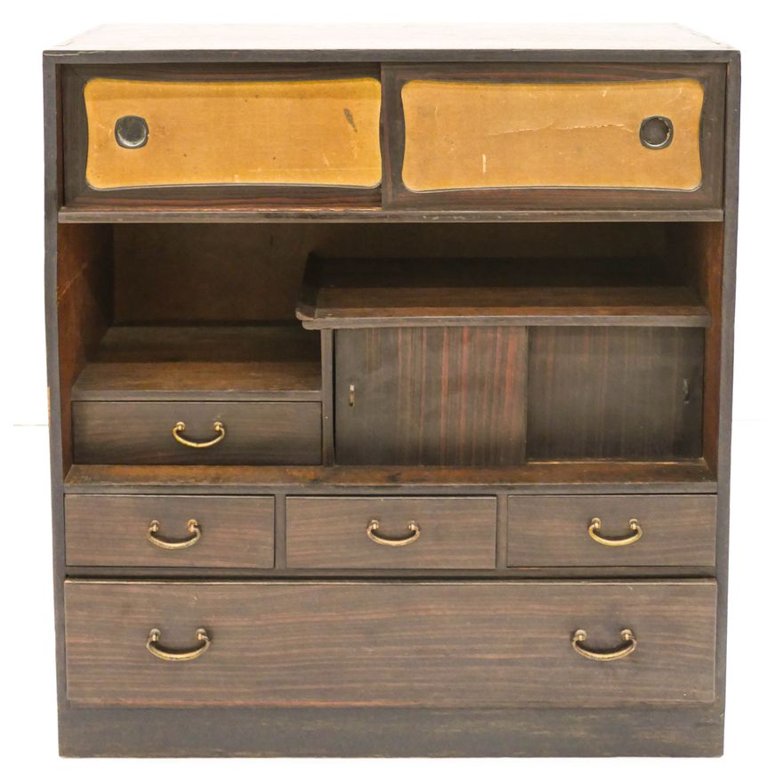 Japanese Meiji Cha Dansu Tea Tansu Dark Chest