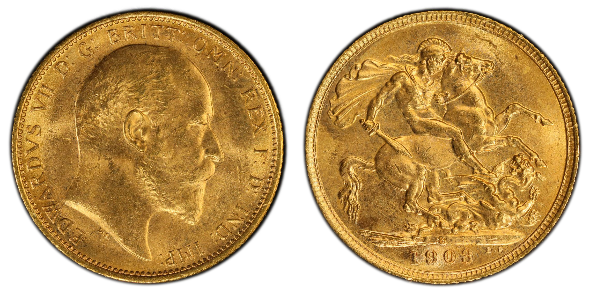 Edward VII, St George Reverse, Sovereign, 1903-S, PCGS MS 64