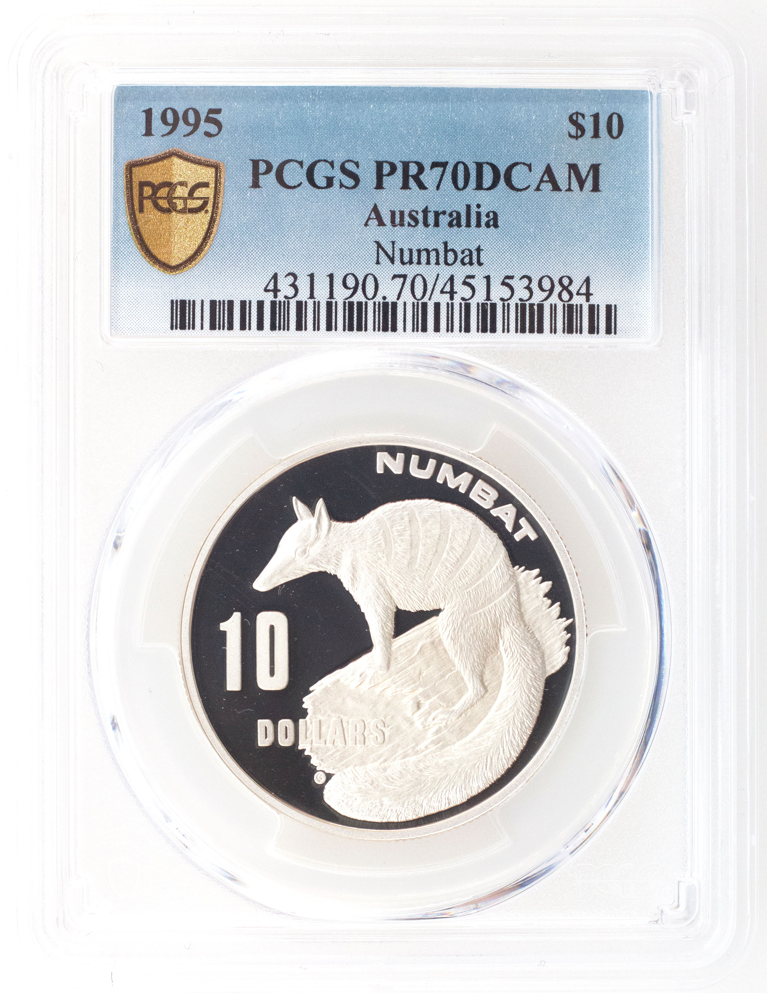 1995 Australia Ten Dollar, $10 Silver Numbat PCGS - PR70DCAM POP 14/0 -984