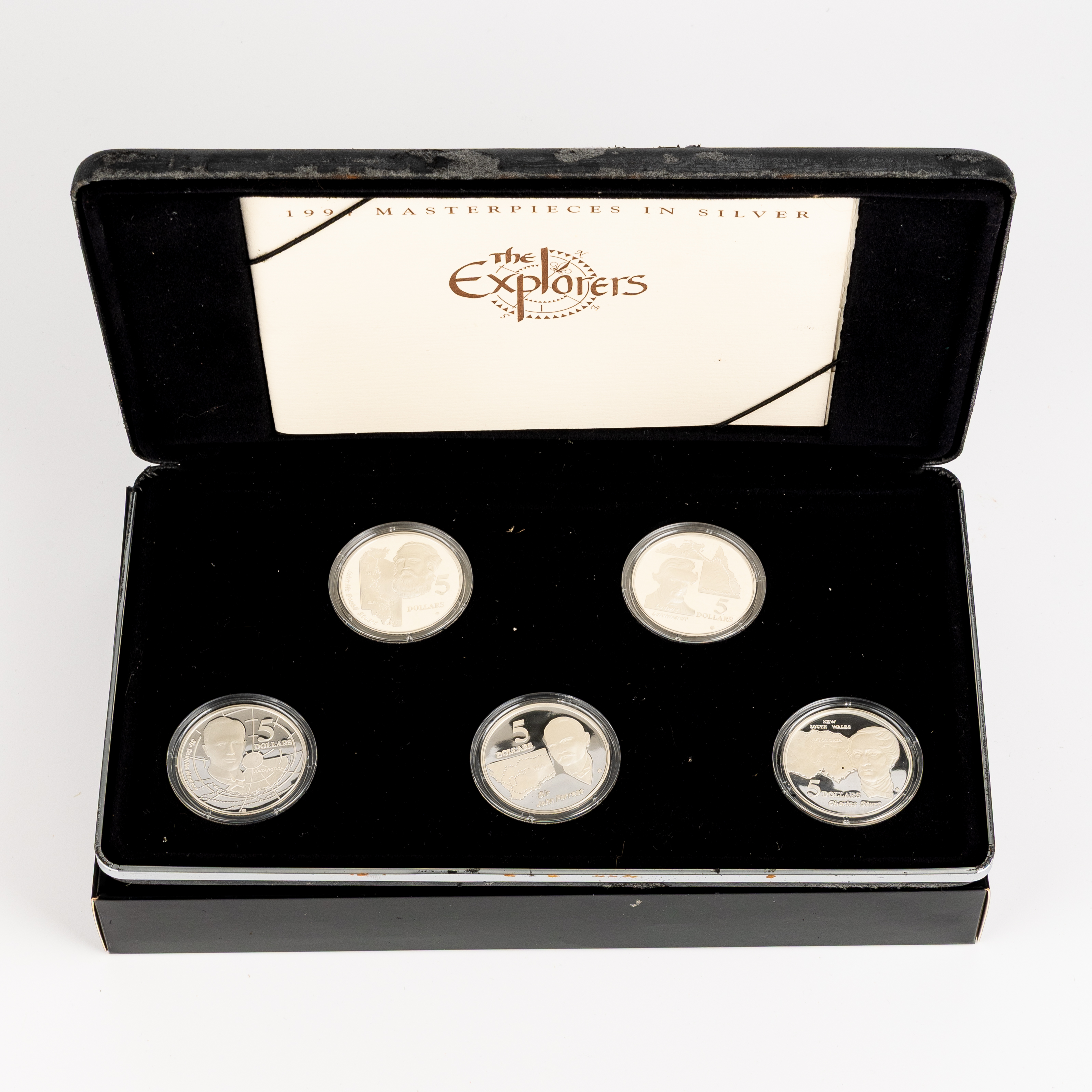 285 · Elizabeth II, RAM - Masterpieces in Silver, Explorers Part 2, Five Dollars, 1994, FDC