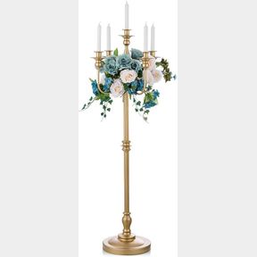 Sziqiqi 50 inch Antique Floor Candelabra, Tall Candle Centerpiece for Taper Candles & Floral Stand, Wedding Party Home Decor, Gold
