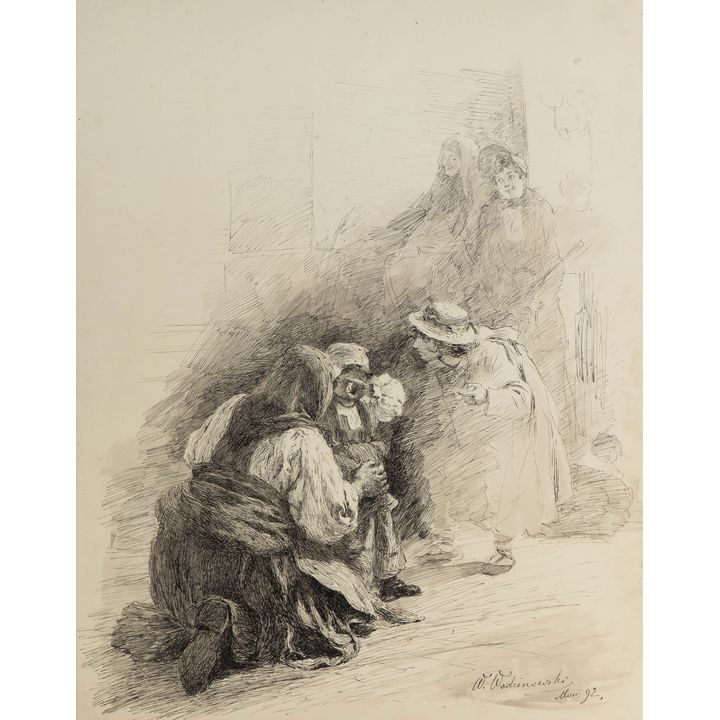 Wincenty Wodzinowski | Kobiety pocieszające dziecko, 1892 r.