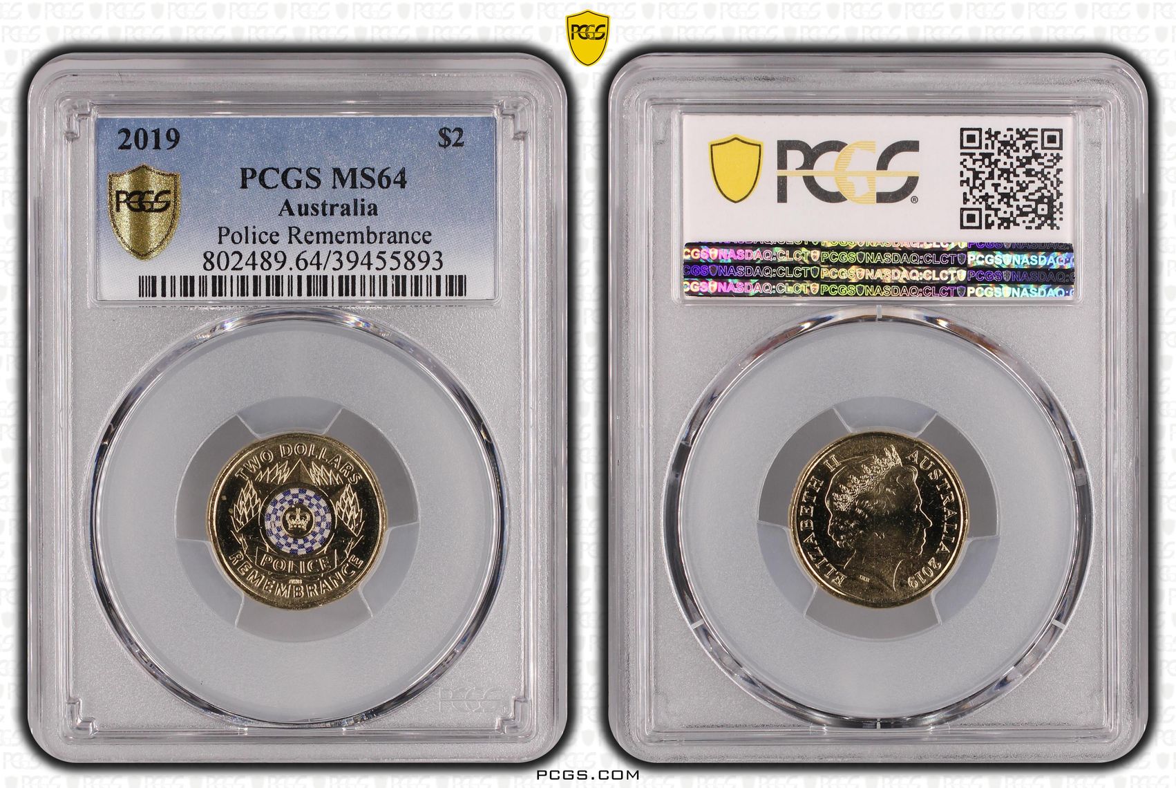 Elizabeth II, Police Remembrance, Two Dollar, 2019, PCGS MS64
